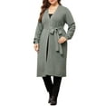 thumbnail image 5 of Agnes Orinda Women's Plus Size Sweater Cardigan Knit Long Sleeve Belted Overwear Long Cardigans 2X Grey, 5 of 6