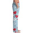 thumbnail image 3 of Fgvctg Mens Valentine's Day Pajamas Loungewear Sleepwear Wide Leg Pajama Heart Graphic High Waisted Pjs Pant Lightweight Spring Drawstring Lounge Pants with Pockets Purple Pink L, 3 of 6
