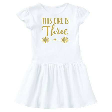 3rd Birthday Gold 3 Year Old Party Photo Toddler Dress
