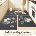 thumbnail image 6 of Washable Non-Slip Kitchen Rug Set 3-Piece, Dark Oil Resistant Runner Mats with Knife & Fork Print, 6 of 8