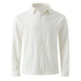 thumbnail image 2 of QATAINLAV Mens Long Sleeve Shirts Business Casual Dress Shirts Regular Fit Work T-Shirts Solid Color Button Down Textured Shirts Vacation Tops Khaki L Gifts for Girls, 2 of 8