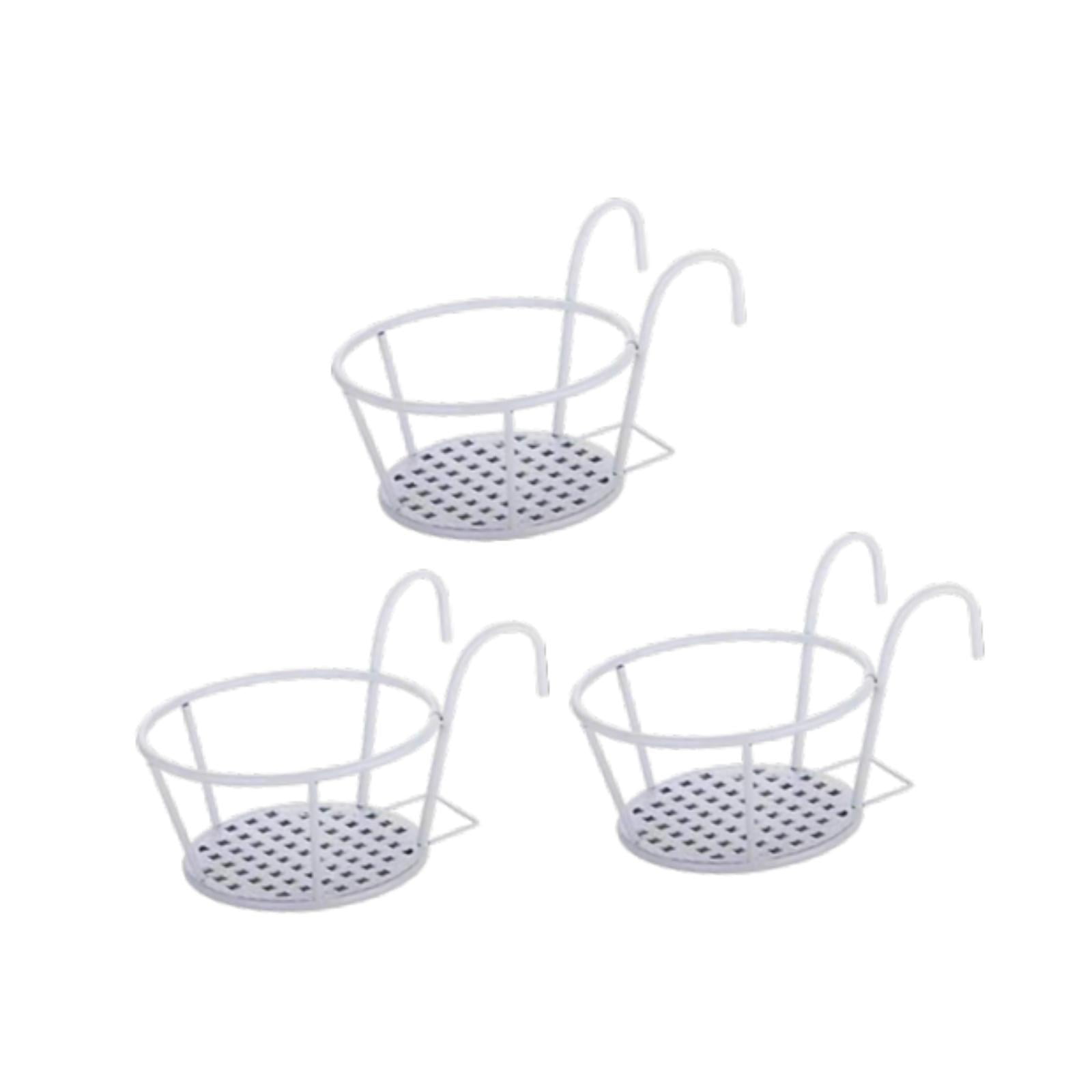simhoa 3x Hanging Planter Basket Above The Rail Flower Pot Holder Around Hanging Railing Planters for Window Courtyard Outdoors in The Interior Outdoors White