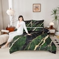 thumbnail image 4 of Homewish Aesthetic Marble Full Size Comforter Sets,Ink Fluid Desgin Bedding Comforter Set,Black Gold Green Bedding Sets For Teens,Breathable Bedroom Decor Reversible,3pcs, 4 of 8