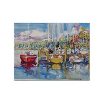 Carolines Treasures JMK1063PLMT Paradise Yacht Club Sailboats Fabric Placemat, Multicolor
