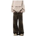 thumbnail image 4 of Zszcpp Work Pants Men Retro Leopard Print Straight Leg Jeans Unisex Wide Leg Trousers Casual Trouser, 4 of 7