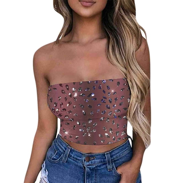Tube Tops, Womens Printed Strapless Yoga Exercise Chest Wrap Pullover