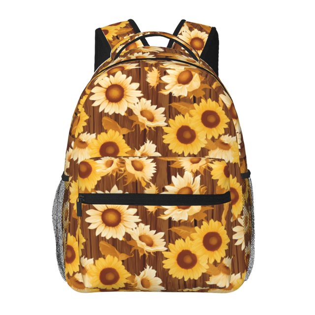 Balery Vintage Wood Grain Sunflower B Mochila Escolar Impresa, Mochila Ligera para Viajes Casual, Mochila Duradera y Cómoda Multifuncional, Mochila para Laptop-One Size