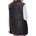 thumbnail image 4 of Women's Denim Jacket Sleeveless Button Down Jean Vest Mid Long Waistcoat, 4 of 5