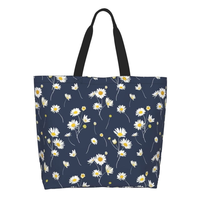 Disketp Daisies Flowers Bolsa Tote Estampada para Mujer, Bolso de Hombro y de Mano para Compras y Viajes