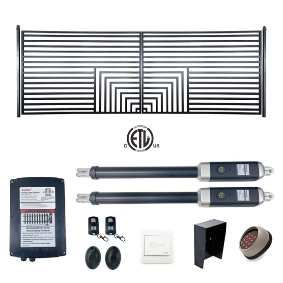 ALEKO Florence Style 12 x 6 feet Steel Dual Swing Driveway Gate with Opener