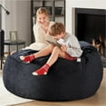 thumbnail image 3 of Codi Oversized Bean Bag Chair with Filler Included, 5 FT - Comfy Large Beanbag Chairs for Adults, Memory Foam Added - Machine Washable and Soft Mink Bonded Cover - Black, 5ft, 3 of 13