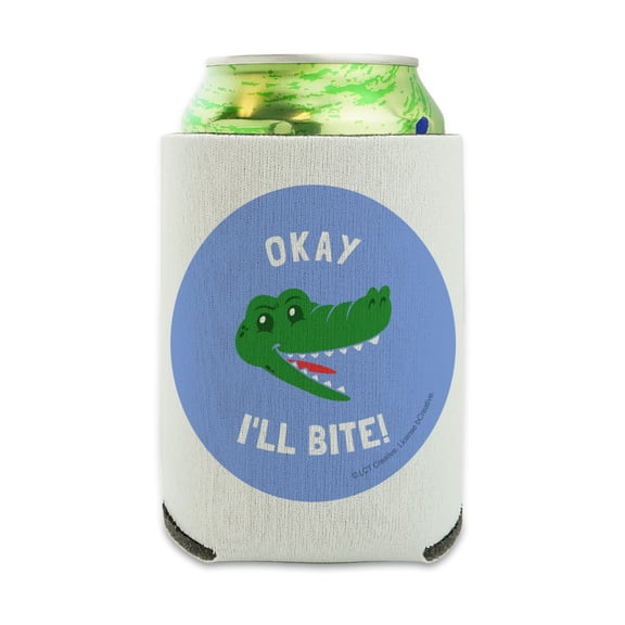 Okay I'll Bite Crocodile Alligator Funny Humor Can Cooler - Drink Sleeve Hugger Collapsible Insulator - Beverage Insulated Holder