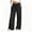 Black, variant on Womens High Waist Wide Leg Jeans with Pockets Stretch Elastic Drawstring Waistband Loose Fit Straight Denim Trousers Full Length Black L