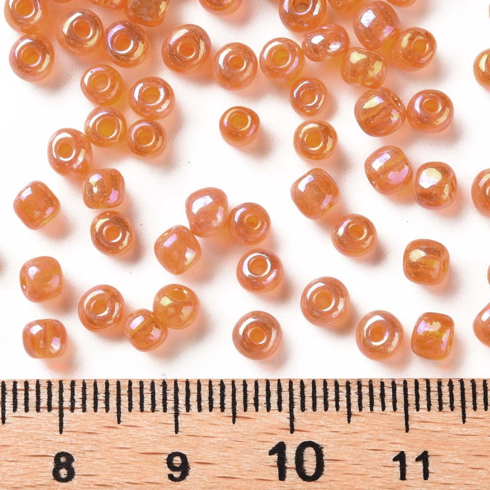 Round Glass Seed Beads Transparent Colours Rainbow Round Gold 6/0 4mm Hole: 1.5mm about 4500pcs/pound