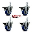 thumbnail image 2 of 3.5 Inch Blue Poly Wheel Swivel 3/4 Inch Square Stem Caster Set with Brake SCC, 2 of 2