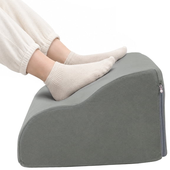 Leg Elevation Pillow, Ergonomic Solid Memory Foam Foot Rest with Washable Cover, Contoured Support Cushion for Post-Surgery Recovery, Limb Swelling & Lower Body Pain Relief
