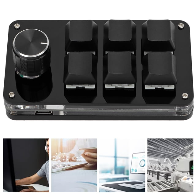 Mini Macro Mechanical Keyboard, Blue Switch 6 Key Fully Programmable Keyboard with Knob for , for VISTA, for Linux, OS X