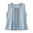 thumbnail image 6 of Karymi Cute Tops for Women Boho Embroidery Crew Neck Sleeveless Tank Top, Lightweight Linen Blend Casual Summer Vest Plus Size Tops for Women, 6 of 7
