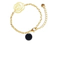 thumbnail image 2 of Delight Jewelry Acrylic 1/2" Disc Black Gold-tone Flower Link Chain Bracelet, 6.75"+2" Extender, 2 of 4