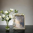 thumbnail image 2 of 4X6in Vintage Picture Frames Luxury Unique Ornate Antique Floral Vine Photo Frame of HD Glass for Tabletop/Wall Display ,Perfect Gift Choice (White Purple Flower), 2 of 8