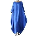 thumbnail image 2 of CHOK Robe Maxi d'Été en Coton et Lin à Manches Courtes pour Femmes, Grande Taille, Décontractée, Ample, Col Rond, Évasée, 2 of 4