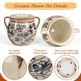 thumbnail image 2 of BUYMAX Slate Gray Retro Planter with Handles, Ceramic Flower Pot with Drainage Hole, Modern Vintage Indoor Outdoor Decorative Pot, 2 of 9