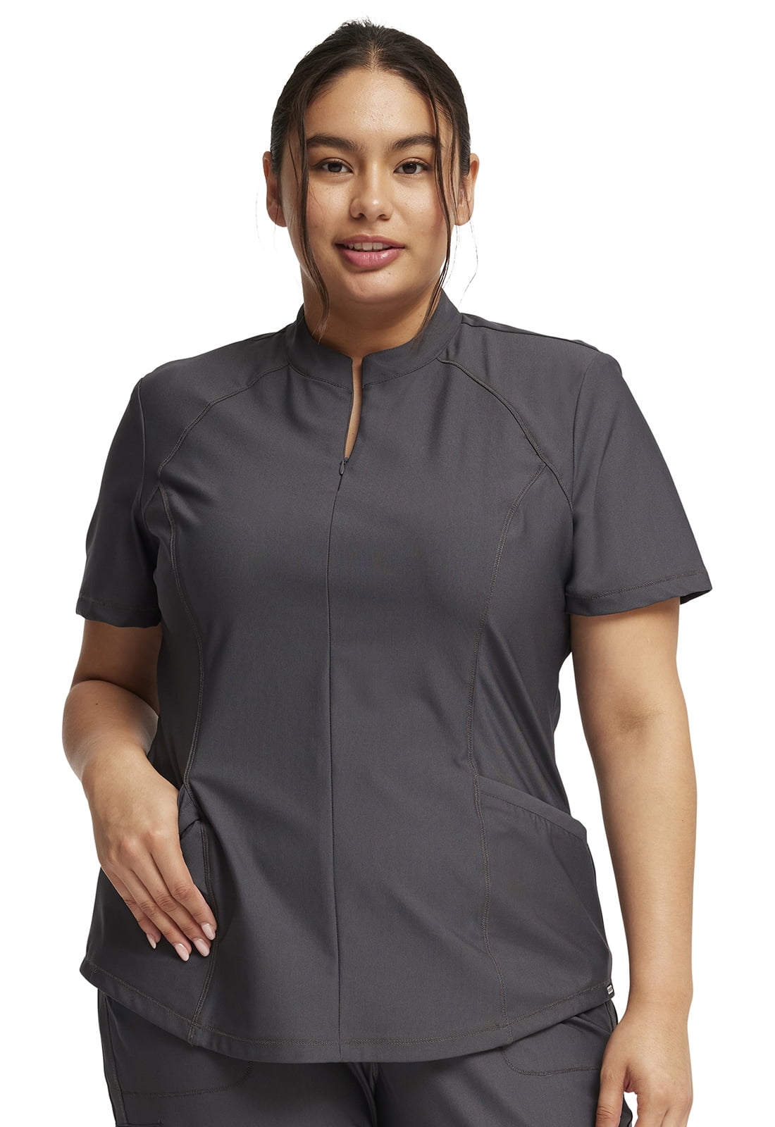 Cherokee Form Women Scrubs Top Partial Zip Front CK707