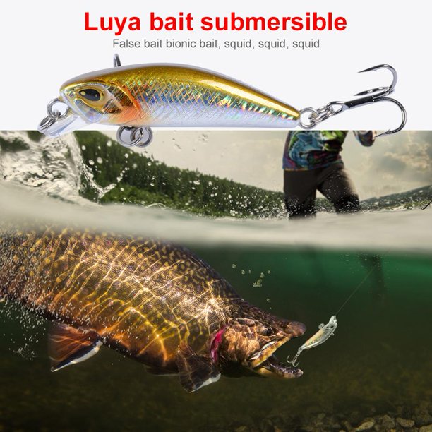 3D Minnow Hard Bait Pesca Señuelo hundido con 3 anzuelos de pesca (Oro)