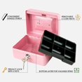 thumbnail image 2 of Caja de efectivo con bandeja para dinero,Caja de seguridad pequeña con llave,Cajón de efectivo,5.91"x 4.72"x 3.15" Rosa Pequeño, 2 of 5