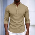 thumbnail image 2 of Fengqque Men's Half Collar Solid Color Shirts Long Sleeves Slim Fit Blouse Button Tops Coffee L, 2 of 8