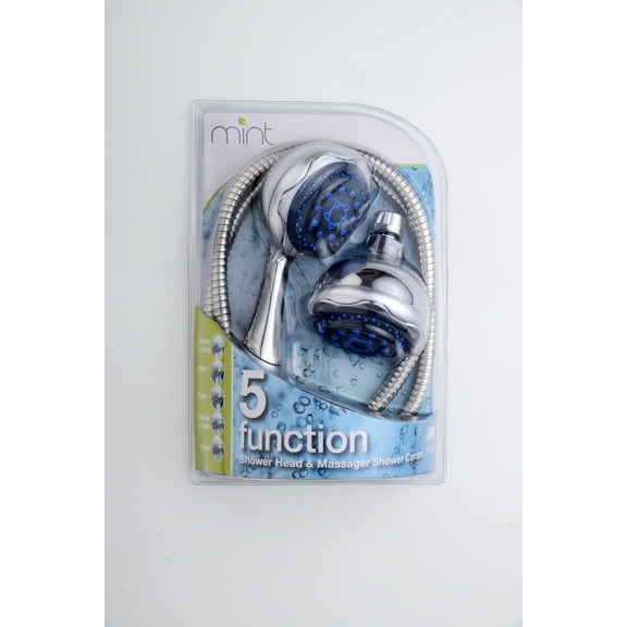 Dream Bath High Pressure Handheld Shower Massager with separate Overhead Rainfall Shower Head Combo - 8 Function Chrome