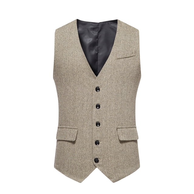 Men Solid Fashion Retro Have Pockets Single-Breasted V-Neck Vest Tops Blouse