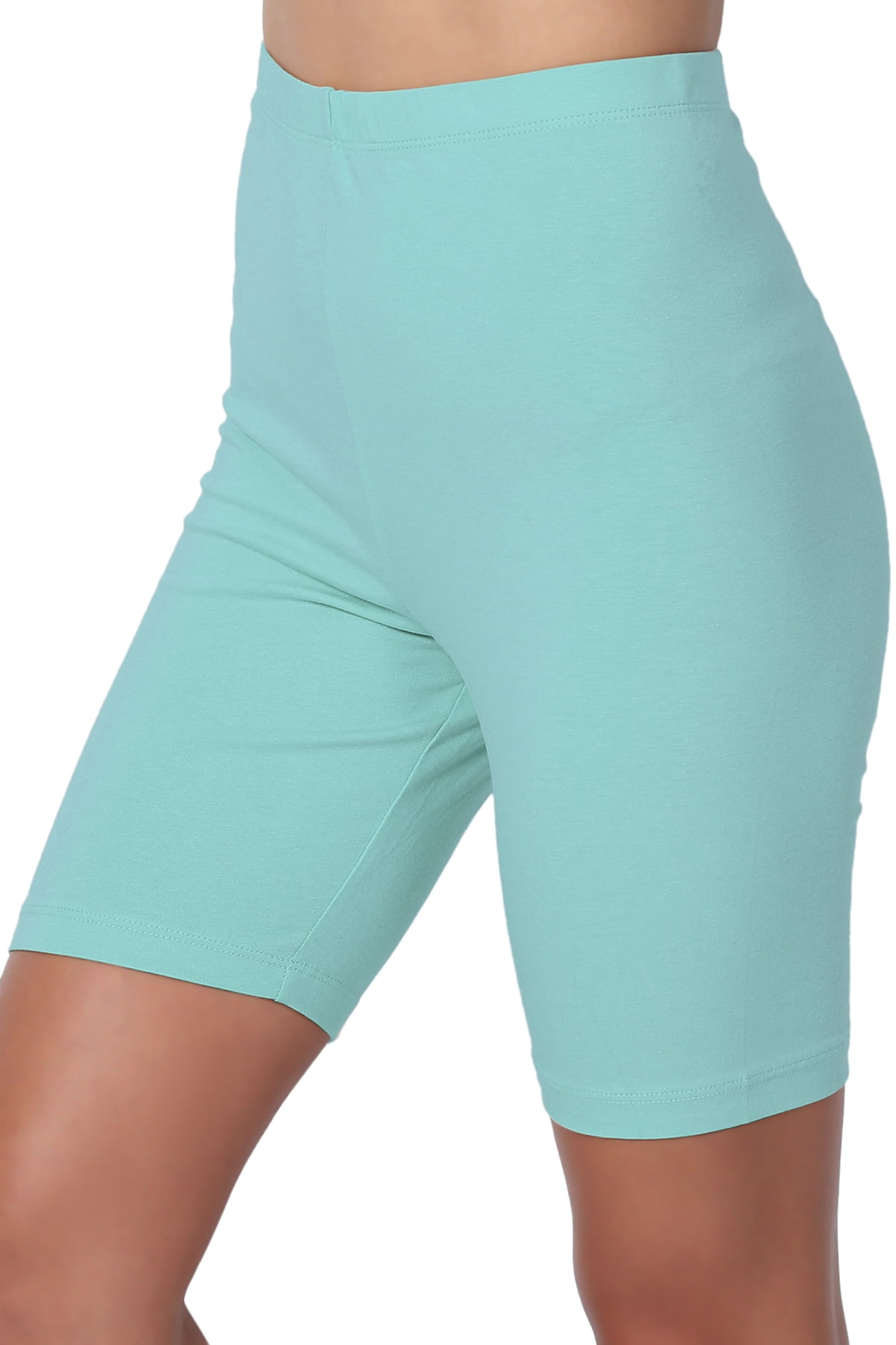 Women's Mid Thigh Stretch Cotton Span High Waist Active Basic Short