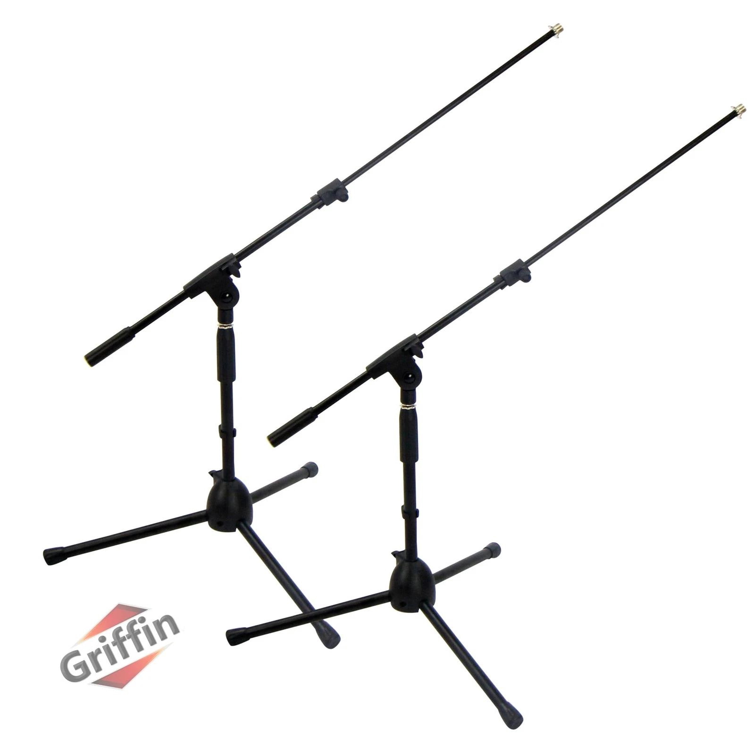 Short Mic Stand 2x BUNDLE | Telescoping Boom Guitar Amplifiers Bass Drum Desktop