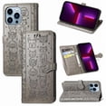 thumbnail image 2 of Funda Cartera FOXDOCK para iPhone 13 ProMax , Flip PU con Relieve de Gatos y Perros, Tarjetero y Soporte, 2 of 6