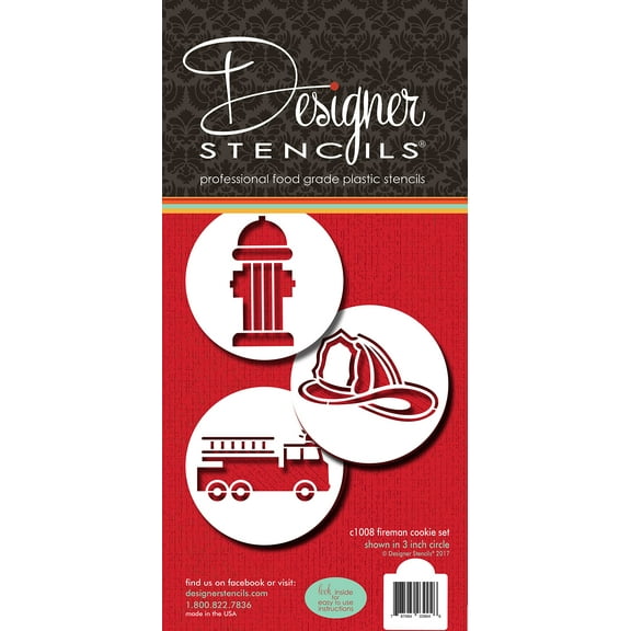 Firemen Cookie Stencil Set C1008 by Designer Stencils