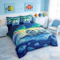 thumbnail image 2 of Manfei Cartoon Seal Bedding Comforter Set for Kids Boys and Girls, Arctic Aurora Full Bedding Set, Navy Reversible 7pcs, 2 of 6