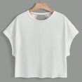 thumbnail image 2 of Diufon Womens Crop Tops Crossover Backless Round Neck Short Sleeve Tees Solid Color Blouses, 2 of 5
