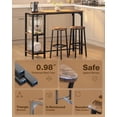 thumbnail image 4 of Aiho Dining Table Set for 2 Person, 3 Pieces Bar Bar Table and Chairs Set with 2 Storage Shelves & Glass Rack, For Kitchen, Dining Room, Bar, Rustic Brown, 4 of 10