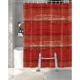 thumbnail image 3 of Split Shower Curtain for Transfer Bench, Red Wood Grain Fabric Shower Curtains for Bathroom, Farmhouse Vintage Wooden Rustic Planks Tub Sliding Transfer Bench Waterproof Bath Curtains 72"x72", 3 of 9