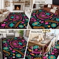 thumbnail image 5 of Large Area Rugs for Living Room Bedroom, Colorful Mexico 6'x9' Rug Washable Carpet Runner Indoor Outdoor, Modern Abstract Flowers Leaf Orange Pink Non Slip Floor Mats Rug for Kitchen, Playroom, 5 of 8