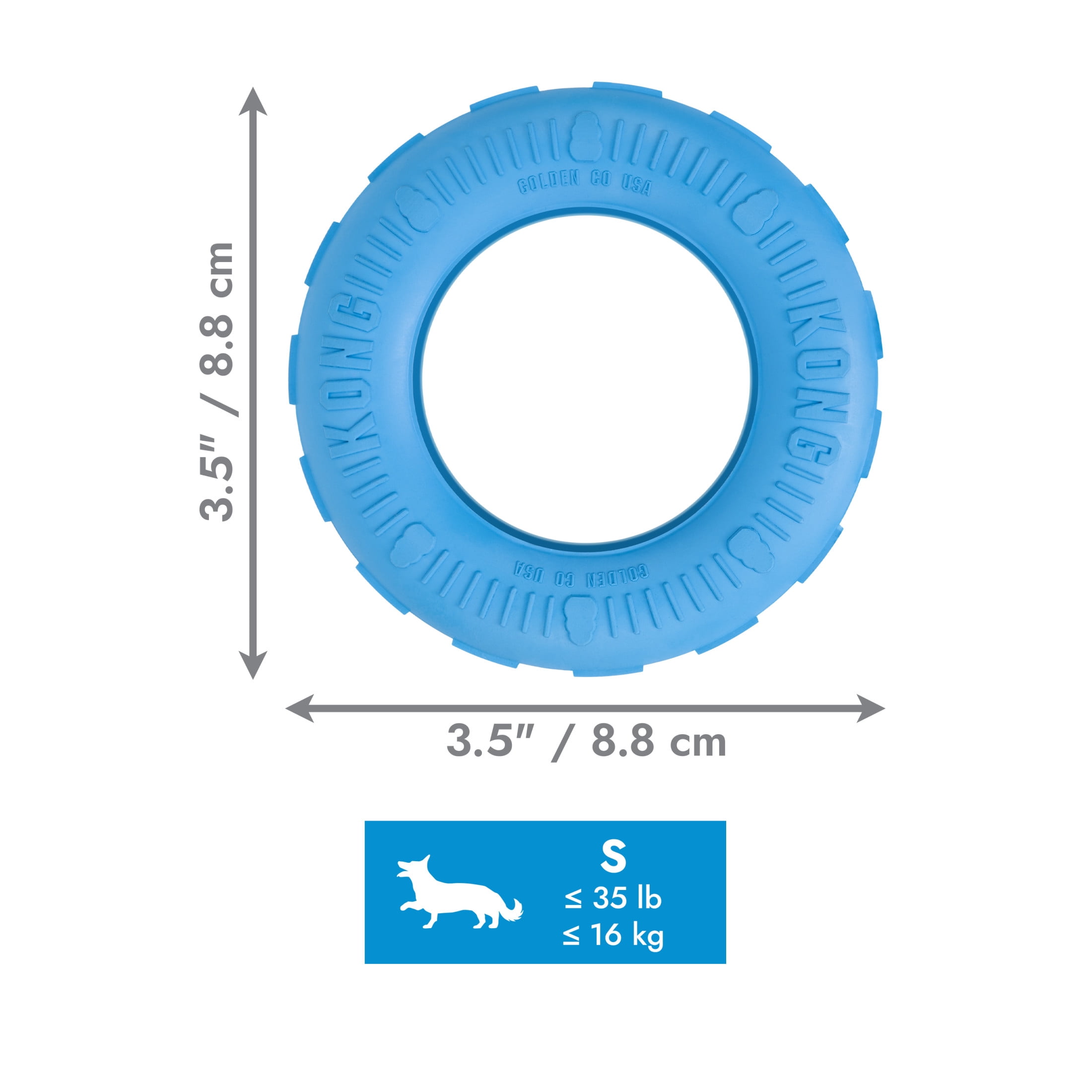 KONG® Puppy Tire Durable Dog Toy, Blue, Small for Beginner Chewers