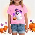thumbnail image 2 of xaweyi Girls Crew Neck Short Sleeve T Shirt Cute Cartoon Graphic Halloween Casual Kids Fashion Tee, 2 of 8