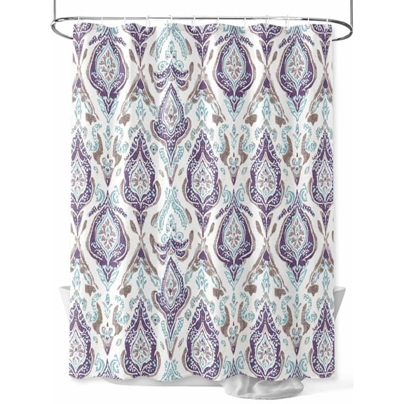 Fsddascl Blue Flower Shower Curtain Set - Extra Long 72" x 96" Bathtub Curtain with 12 Hooks, Purple Vintage Moroccan Country Floral Waterproof Fabric Stall Shower Curtains for Bathroom/Bathtub