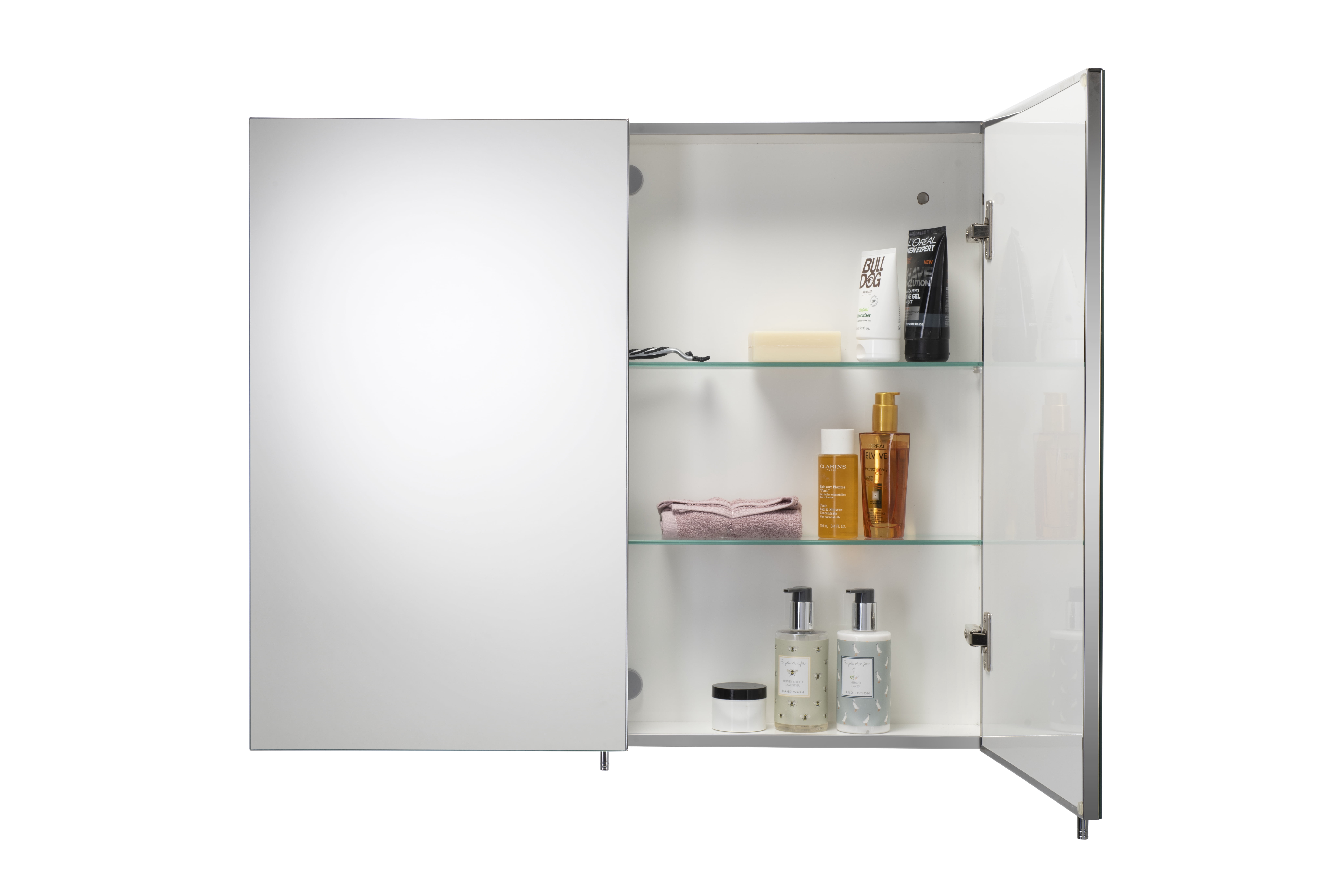 Croydex Finchley Large Double Door Stainless Steel Medicine Cabinet with Mirror (31.5x26in)