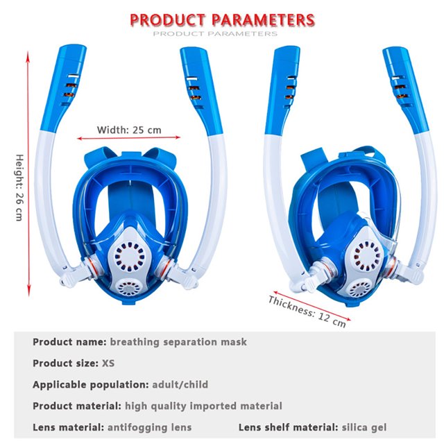 Máscara de separación de respiración Cara completa Tubo doble Unisex Niños Accesorios de natación Hugtrwg Para Estrenar