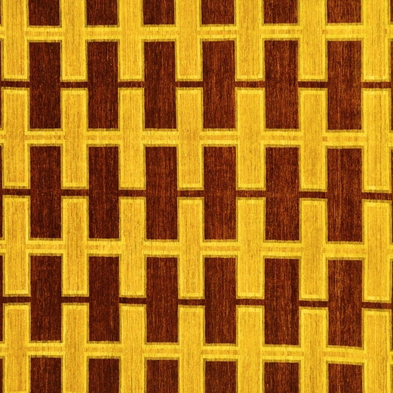 Ahgly Company Machine Washable Indoor Square Abstract Yellow Modern Area Rugs, 3' Square