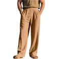 thumbnail image 2 of GrmtClth Mens Linen Pants Loose Fit 2025 Fashion Elastic Waist Pants Wide Leg Beach Yoga Trousers with Pockets Earthy Yellow M, 2 of 9
