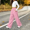 thumbnail image 5 of KICILVS Girls Sweatpants Elastic Waist Wide Leg Trousers with Pocket Soft Athletic Lounge Solid Color Pants Girls School Pants 5-15 Years, 5 of 9