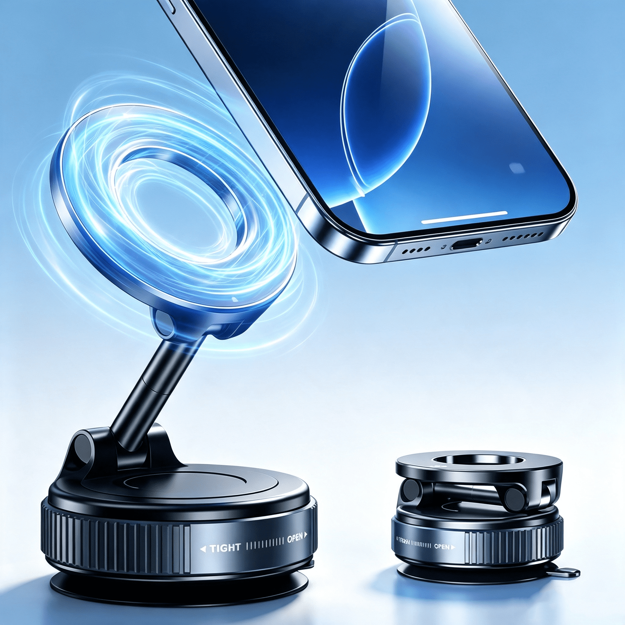 FAKYFJ 2026 Upgraded Vacuum Magnetic Car Phone Holder 360° Reinforced 96LBS Ultra Suction Cup Phone Mount for MagSafe Cell Phone Holders for Your Car/Gym/Mirror Mount for iPhone & Android